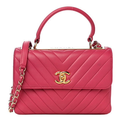Chanel Lambskin Chevron Quilted Small Trendy CC Dual Handle Flap Bag Pink 1 of 14