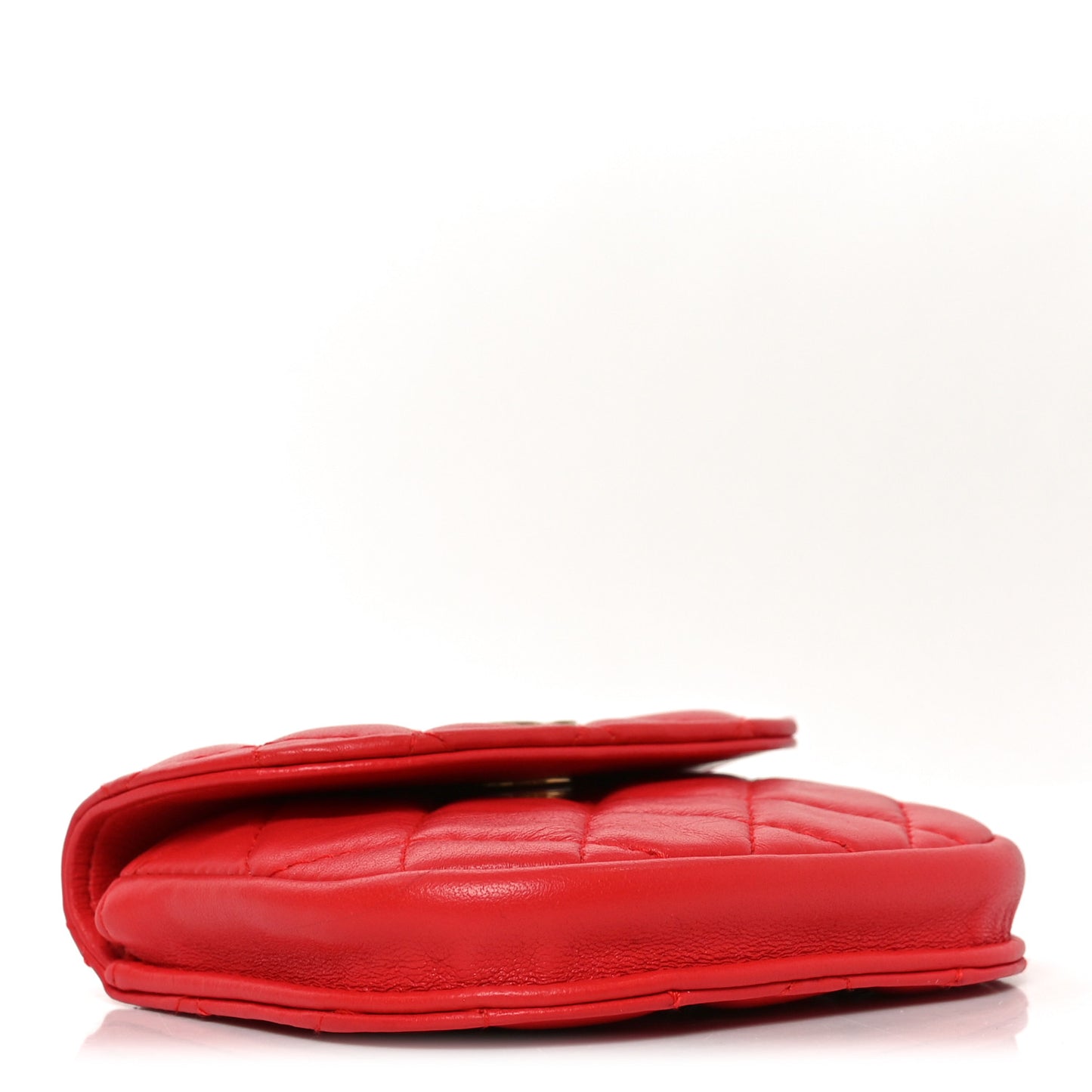 Lambskin Quilted Pearl Crush Waist Bag Red