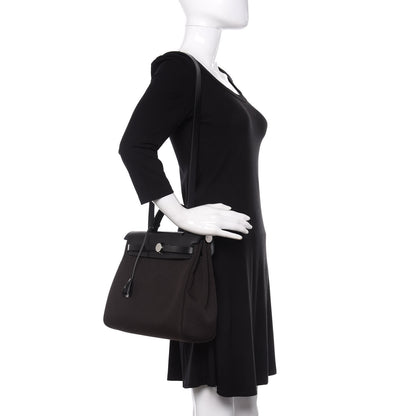 Hermes Military Toile Vache Hunter Herbag Zip Retourne 31 PM Black Ebene 2 of 14