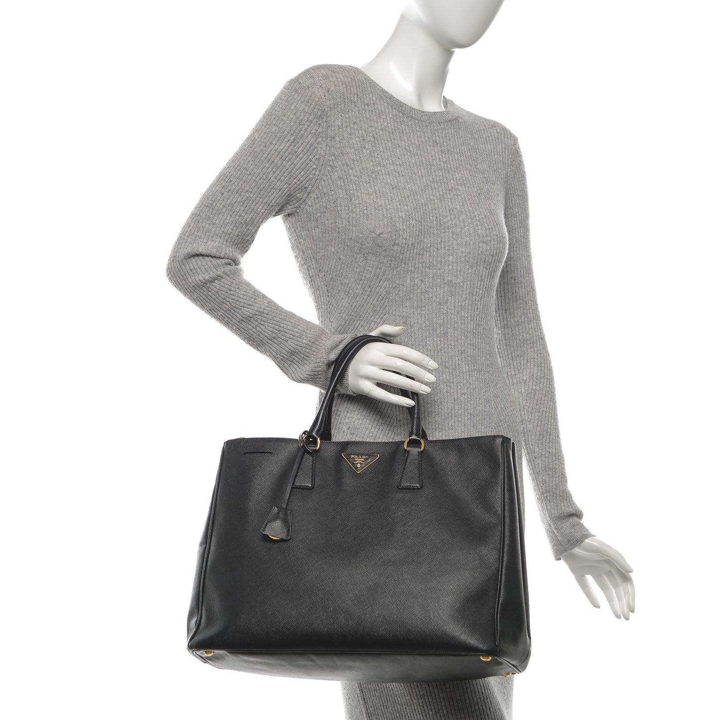 Saffiano Lux Extra Large Galleria Double Zip Tote Black