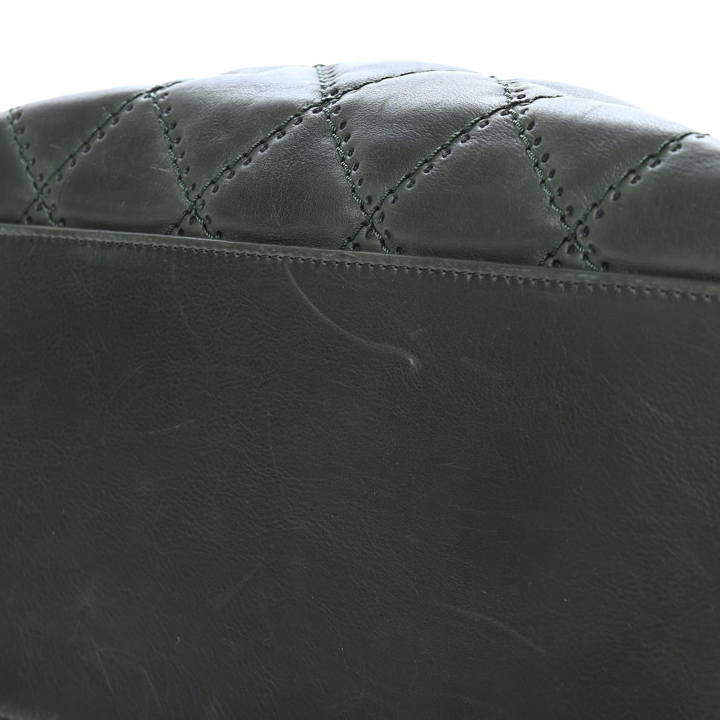 Calfskin Quilted Retro Chain Tote Green