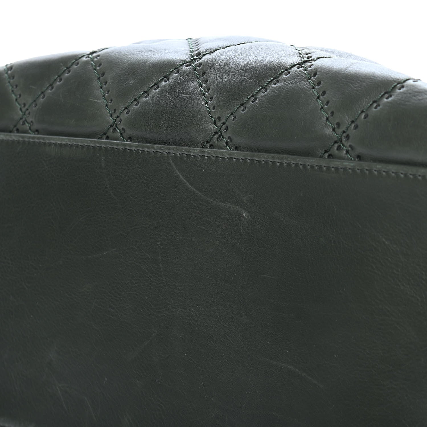 Chanel Calfskin Quilted Retro Chain Tote Green 9 of 10