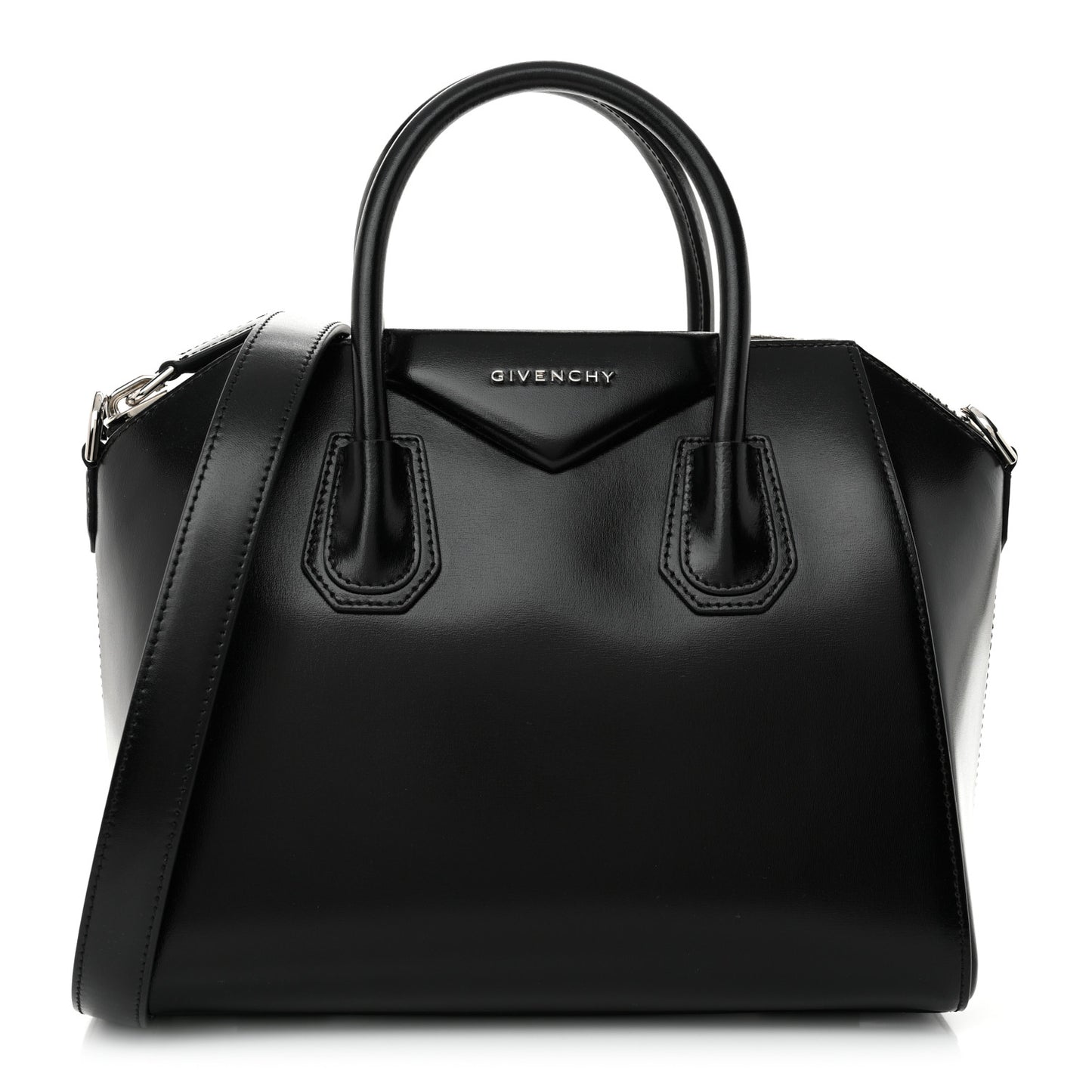 Shiny Lord Calfskin Small Antigona Black