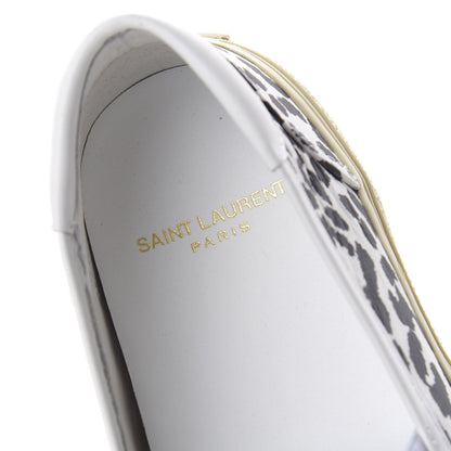 Saint Laurent Soft Calfskin Babycat Leopard Womens Skate Slip On Sneakers 39 Black White 7 of 10