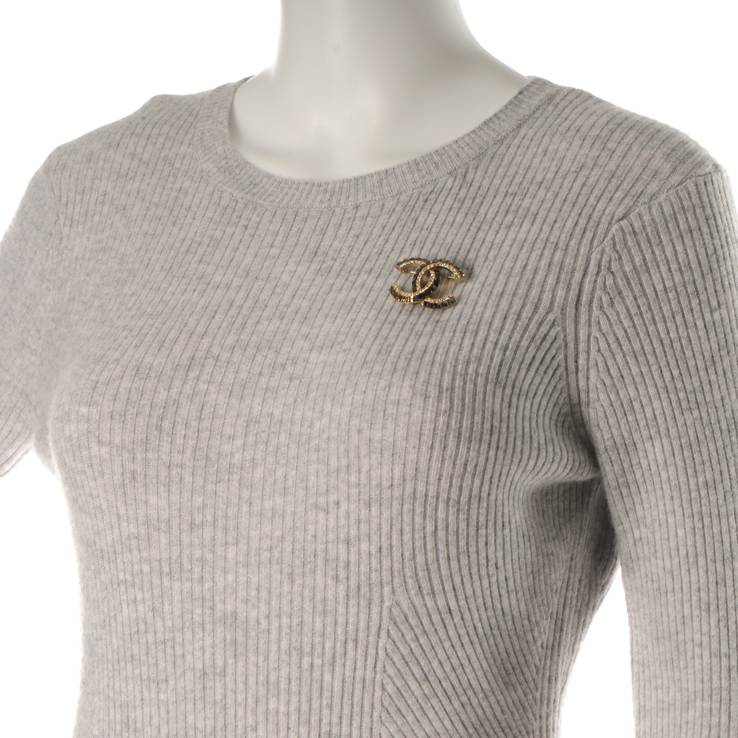 Baguette Crystal CC Brooch Gold