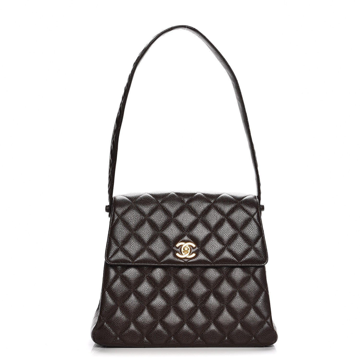 Chanel Caviar Quilted Flap Shoulder Bag Dark Brown 1 of 10
