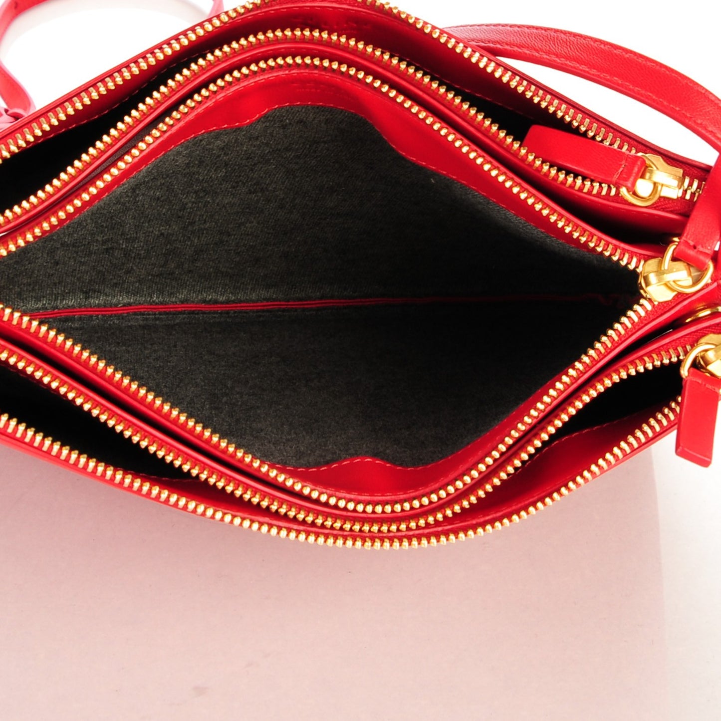 Lambskin Large Trio Crossbody Bag Red