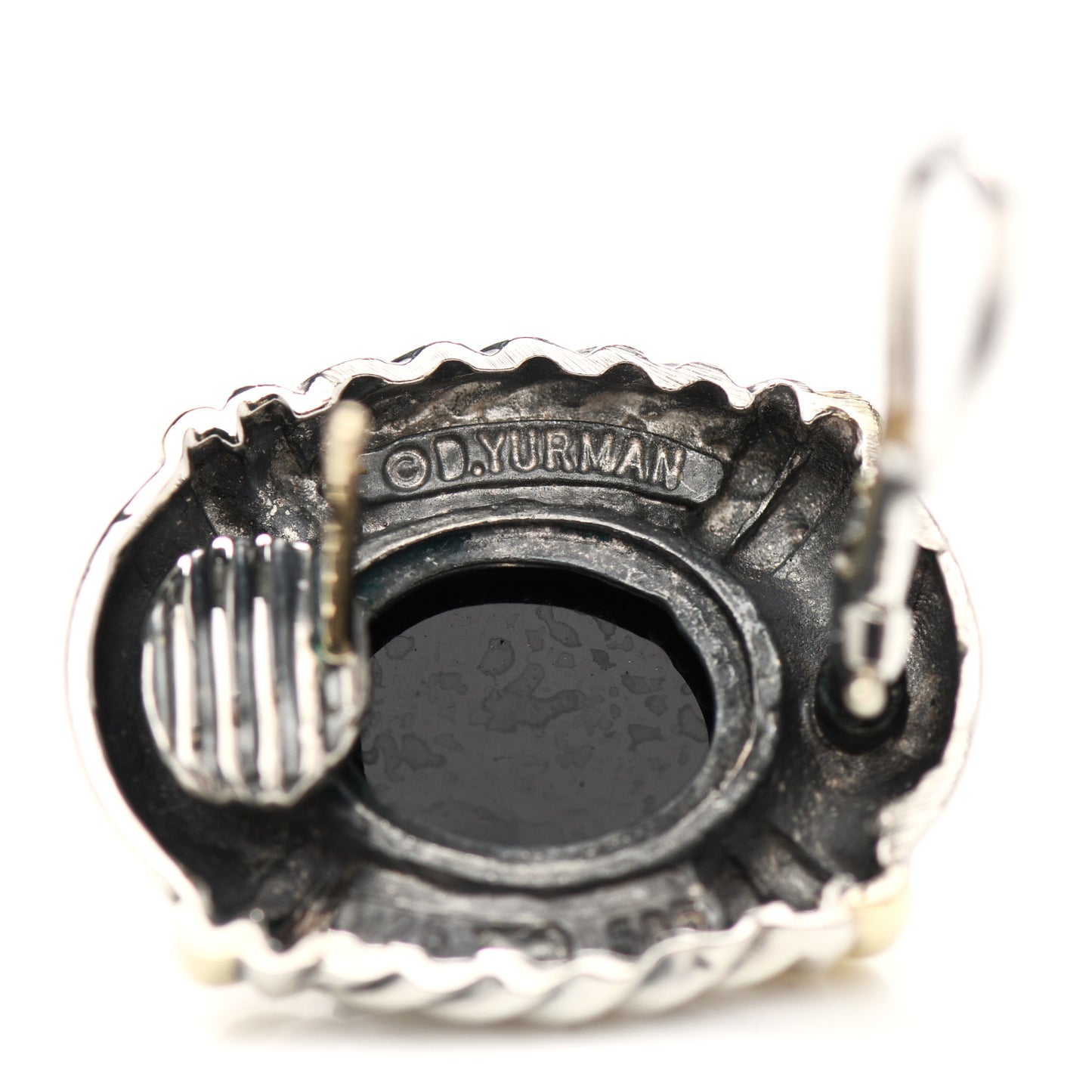 DAVID YURMAN Sterling Silver 14K Yellow Gold Black Onyx Oval Earrings