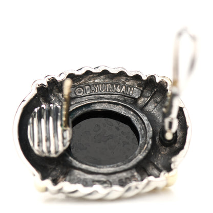 Cartier DAVID YURMAN Sterling Silver 14K Yellow Gold Black Onyx Oval Earrings 5 of 6