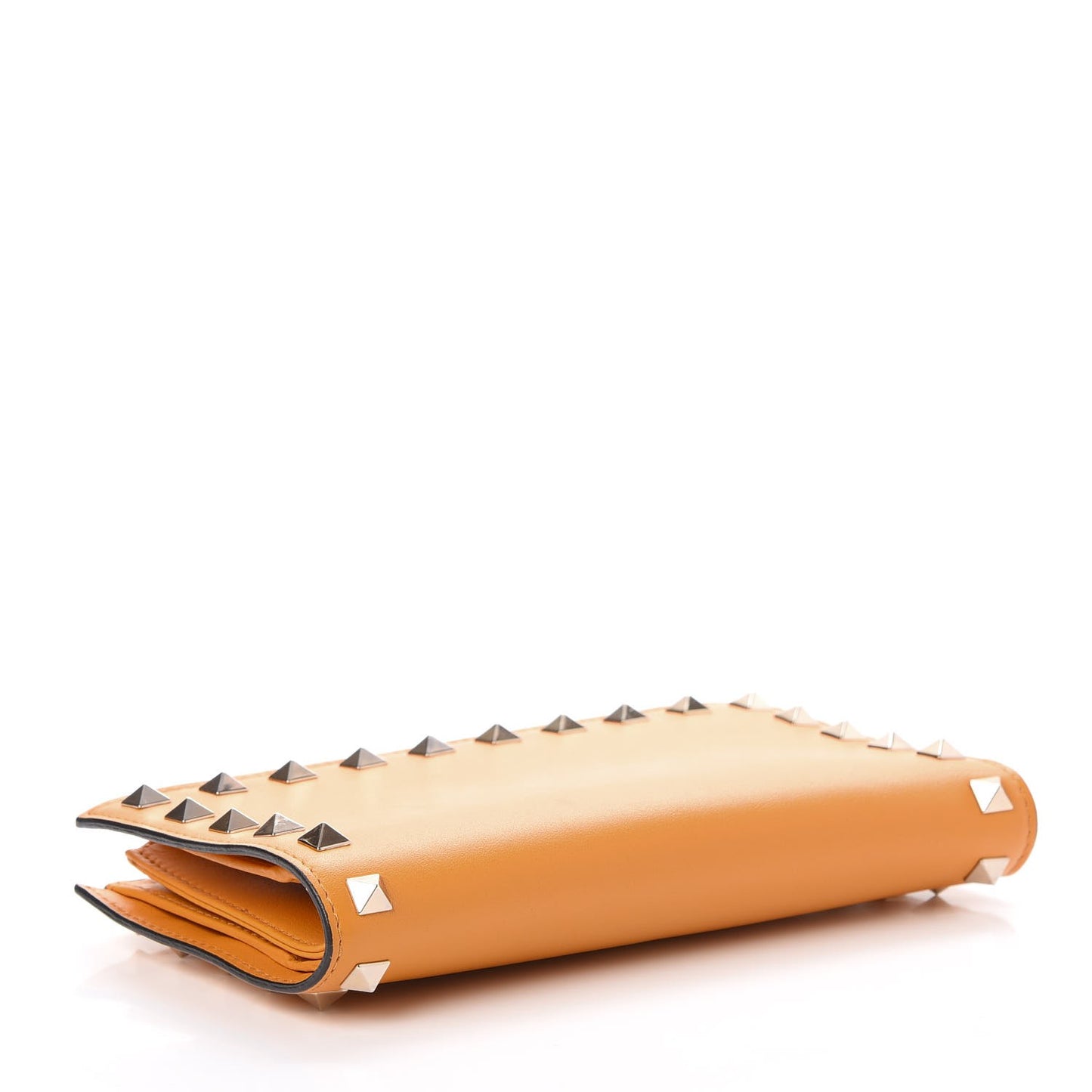 Calfskin Rockstud Continental Wallet Mandarin Sorbet