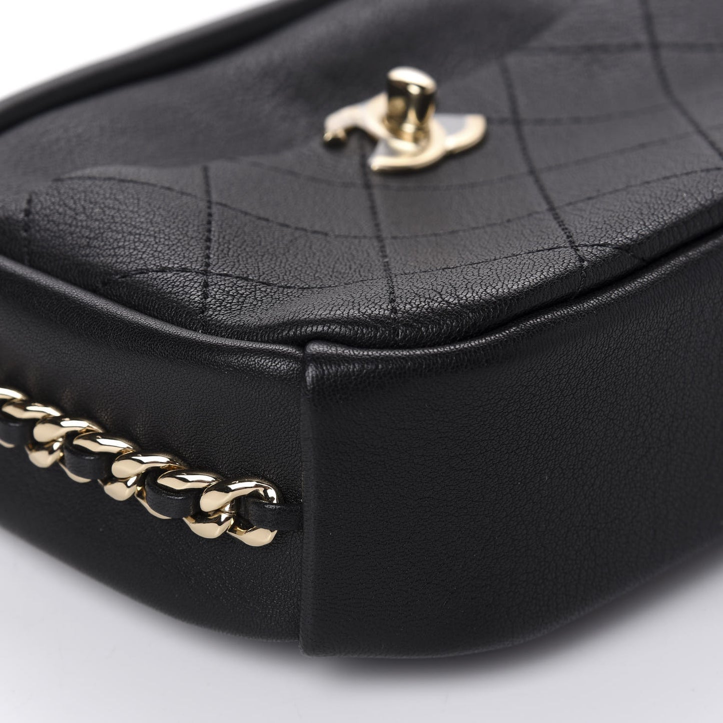 Goatskin Quilted Small Casual Trip Camera Case Black