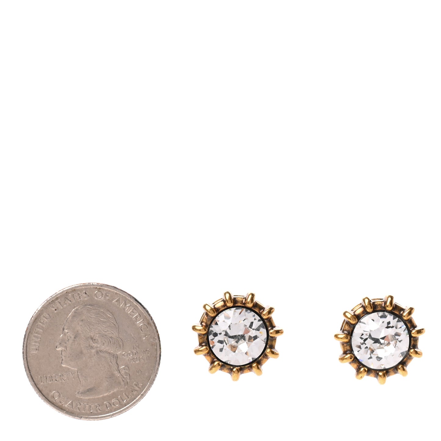 Crystal Stud Earrings Aged Gold