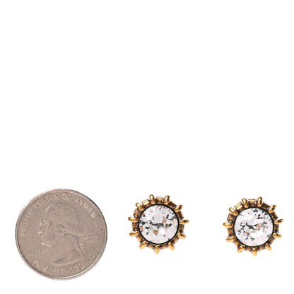 Gucci Crystal Stud Earrings Aged Gold 2 of 5