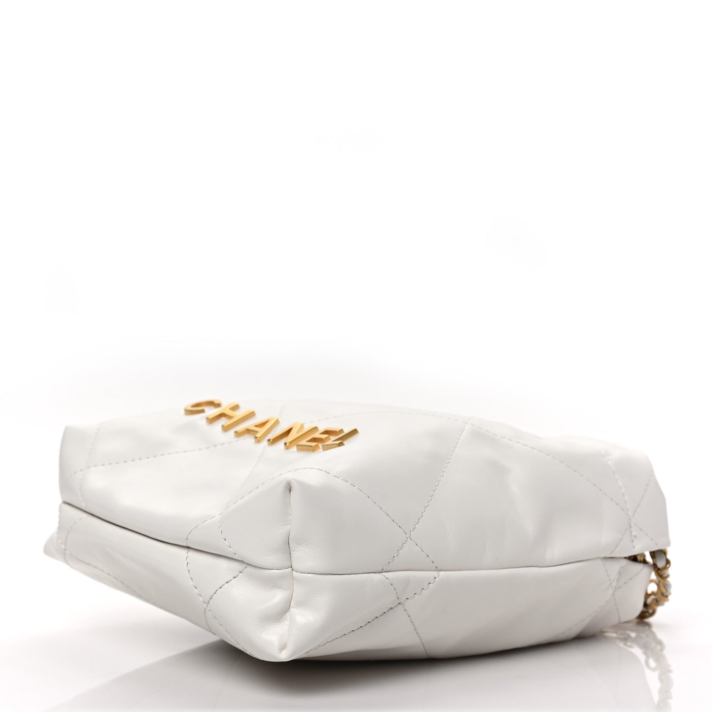 Shiny Calfskin Quilted Mini Chanel 22 White
