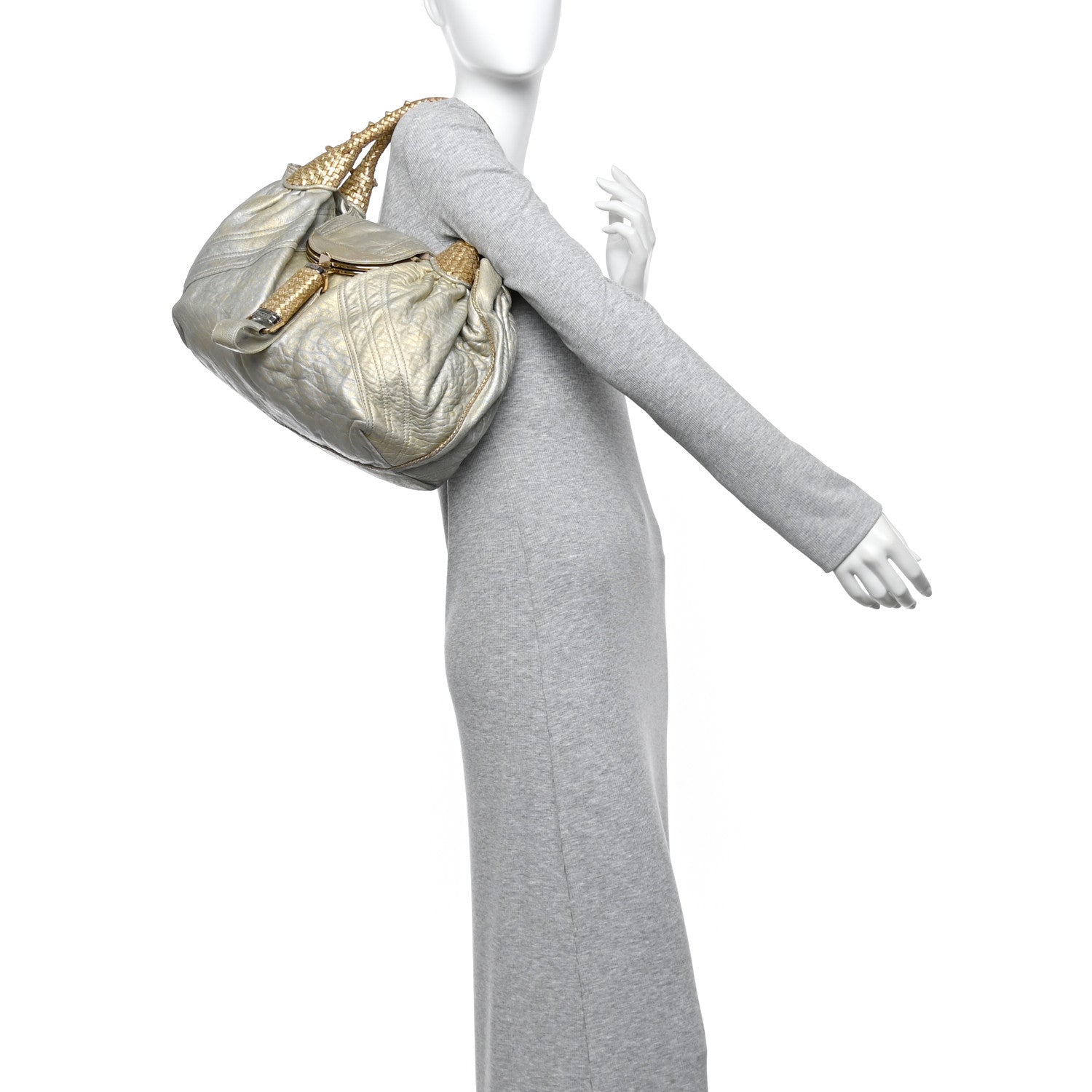 Fendi Nappa Nuvolata Bimetal Spy Oro Argento 2 of 10