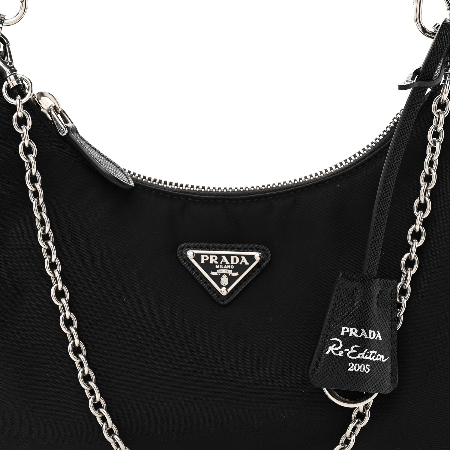 Prada Nylon Re-Edition 2005 Shoulder Bag Black 8 of 11