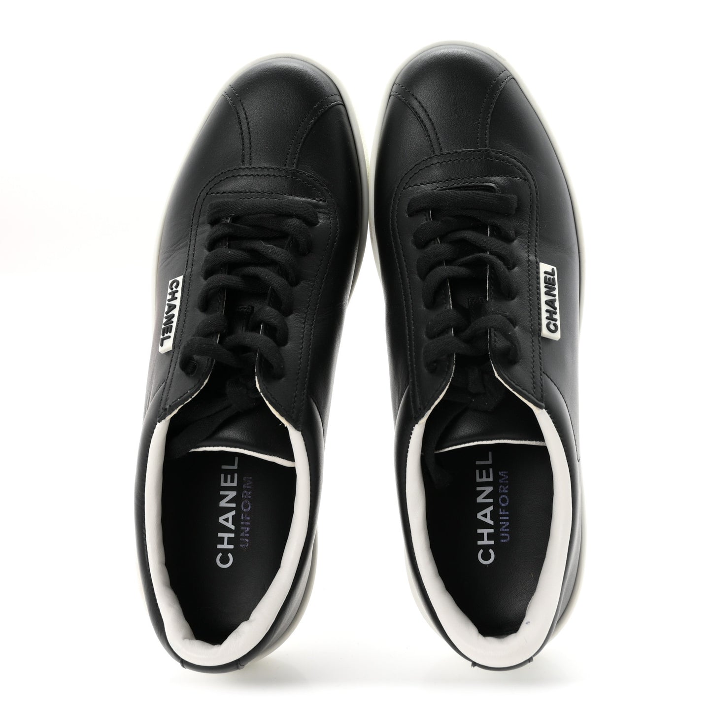 Calfskin CC Womens Uniform Sneakers 37.5 Black