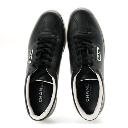 Chanel Calfskin CC Womens Uniform Sneakers 37.5 Black 2 of 9
