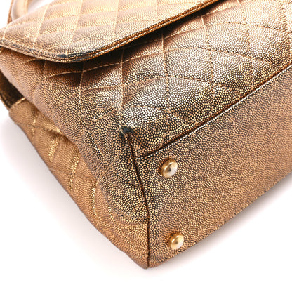 Chanel Metallic Caviar Quilted Small Coco Handle Flap Bronze 10 of 14