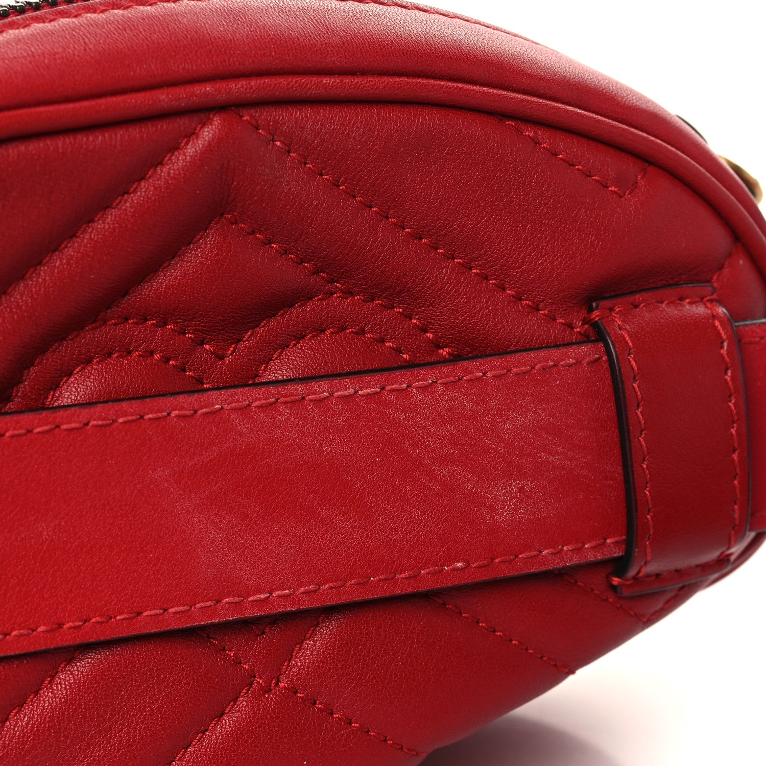 Gucci Calfskin Matelasse GG Marmont Belt Bag 85 34 Hibiscus Red 7 of 7