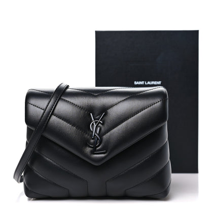Saint Laurent Calfskin Y Quilted Monogram Monochrome Toy Loulou Crossbody Bag Black 11 of 11