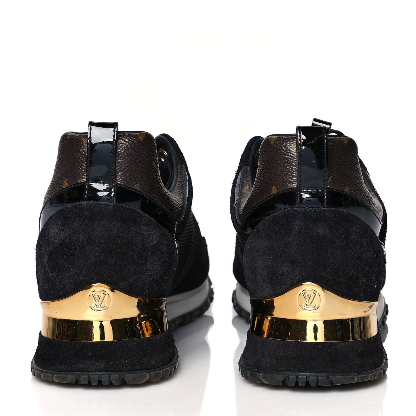 Suede Monogram Run Away Sneakers 37 Black