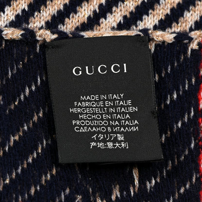 Gucci Wool Lame Jacquard GG Monogram Regy Scarf Black Red 4 of 4