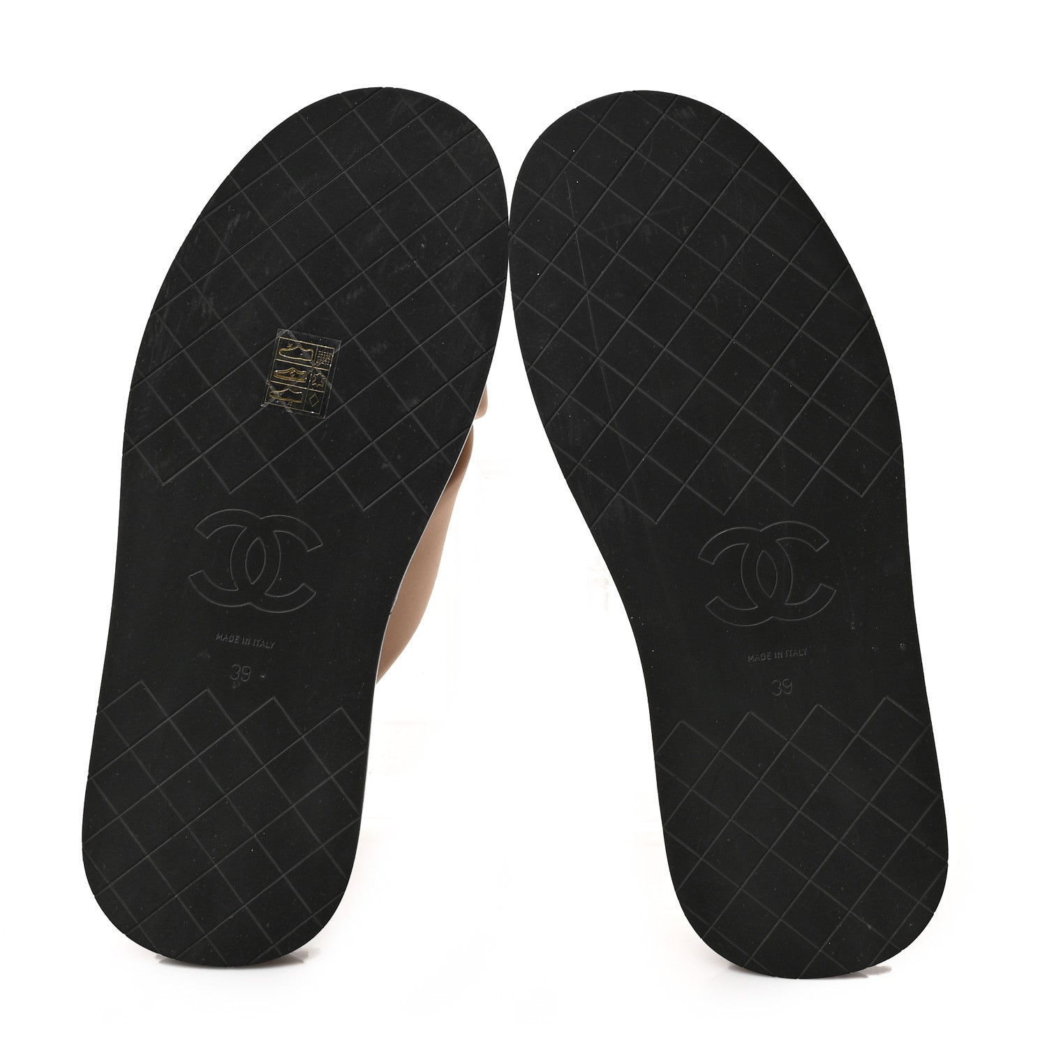 Chanel Fabric CC Mules Sandals 39 Light Beige 5 of 8