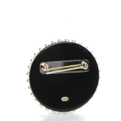 Chanel Strass Resin Pearl Coco Profile Brooch Black 3 of 4