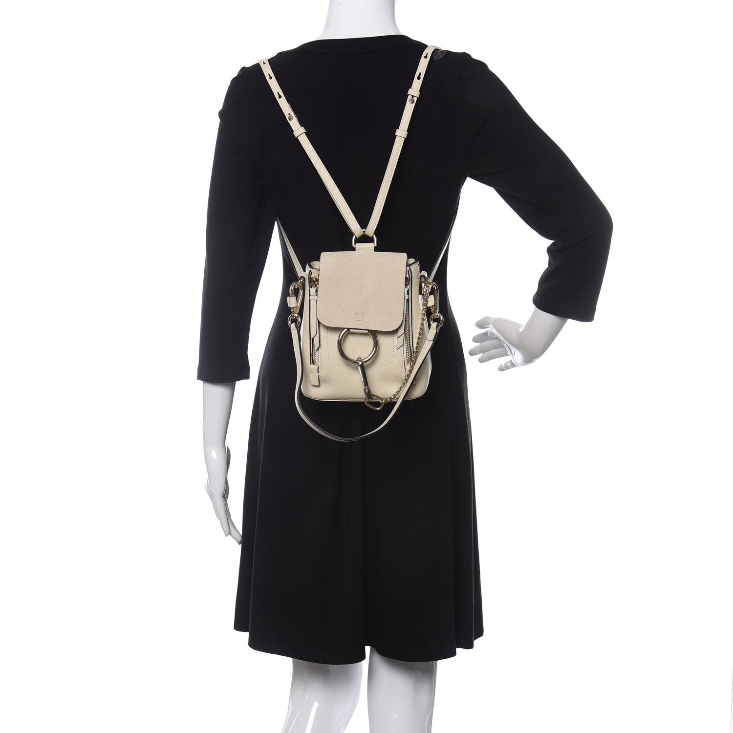 Chloe Suede Calfskin Mini Faye Backpack Off White 2 of 10