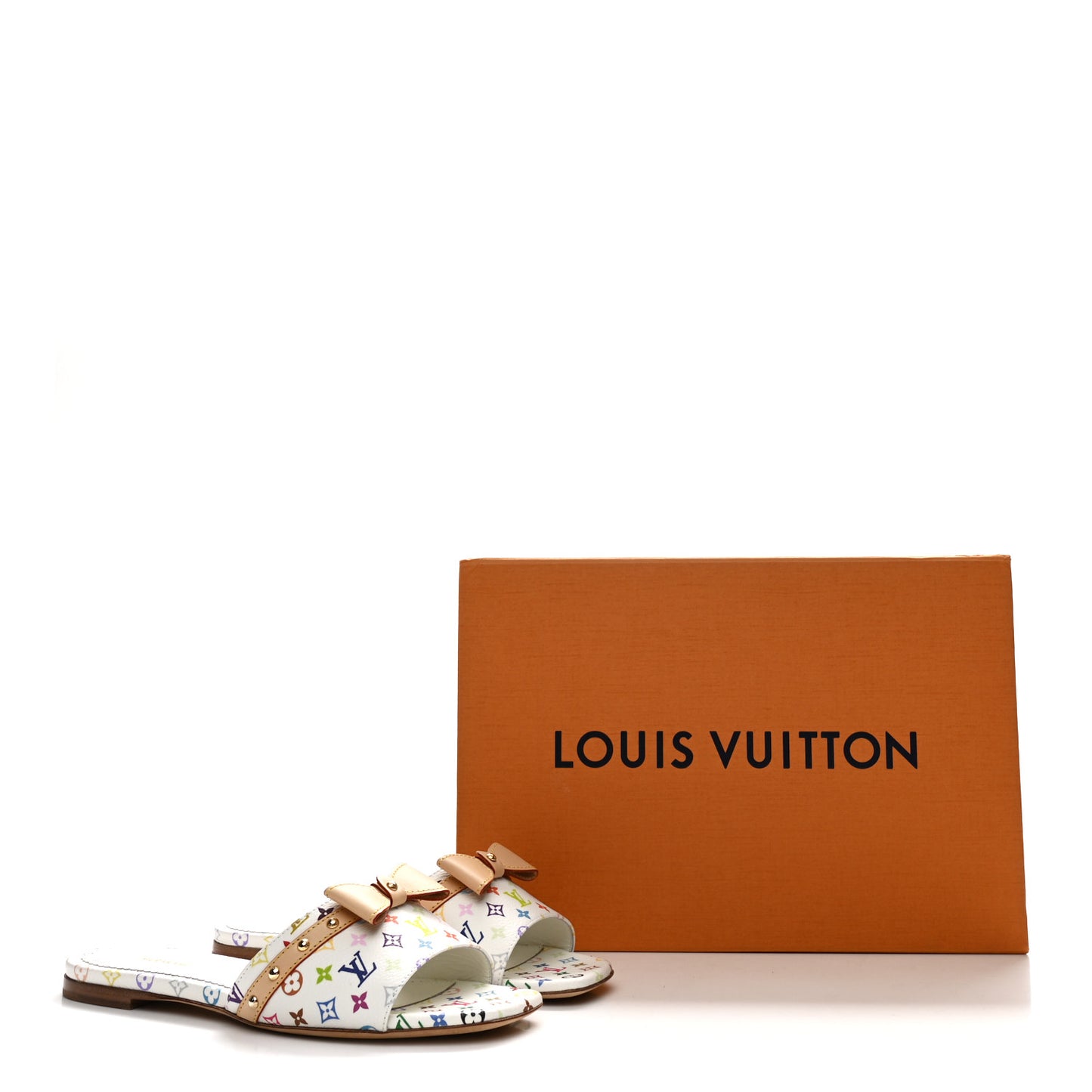 LV X TM Monogram Multicolor 6AM Flat Mule Sandals 36 White Multicolor