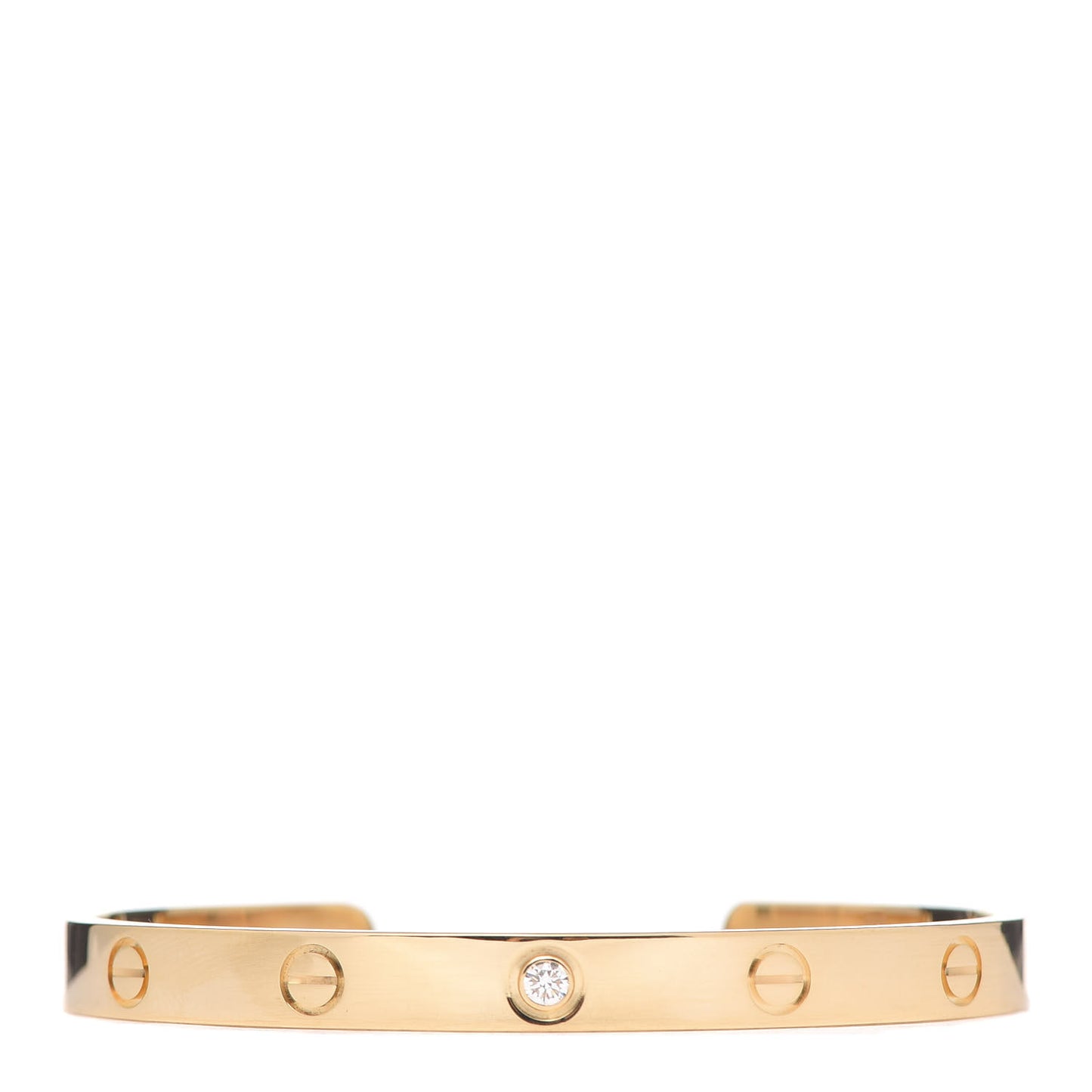 18K Yellow Gold 1 Diamond LOVE Cuff Bracelet 18