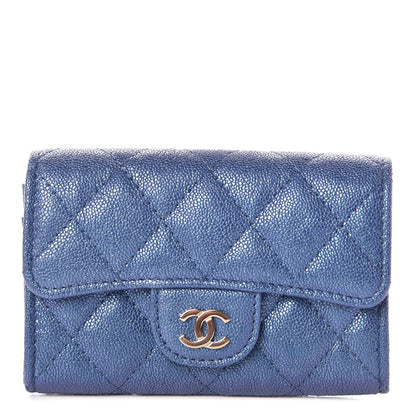 Chanel Iridescent Caviar Quilted Flap Card Holder Dark Blue 1 of 9