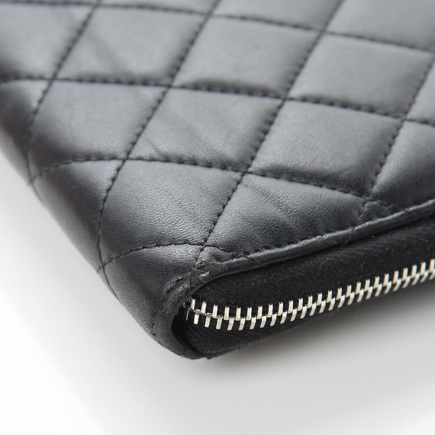 Chanel Lambskin Quilted Large Zip Around Organizer Wallet Black 9 of 15