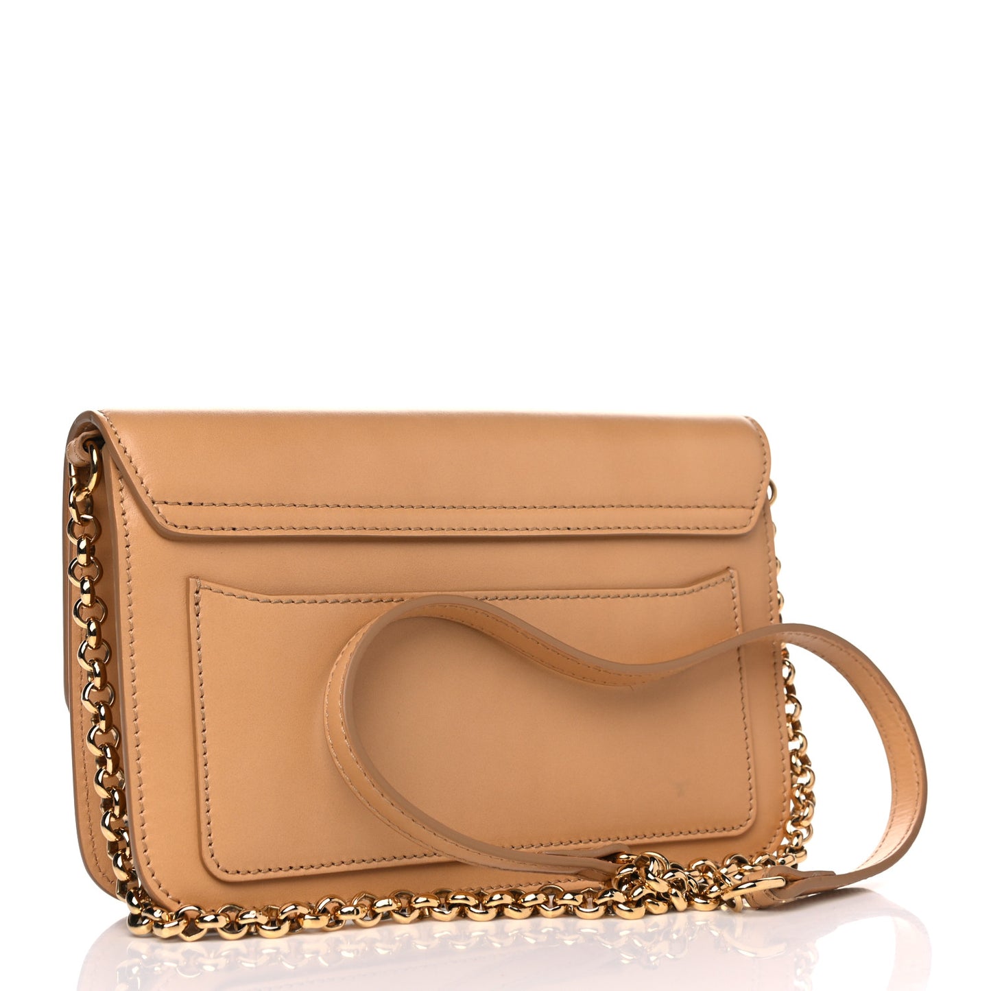 Calfskin Suede C Clutch With Chain Bleached Brown