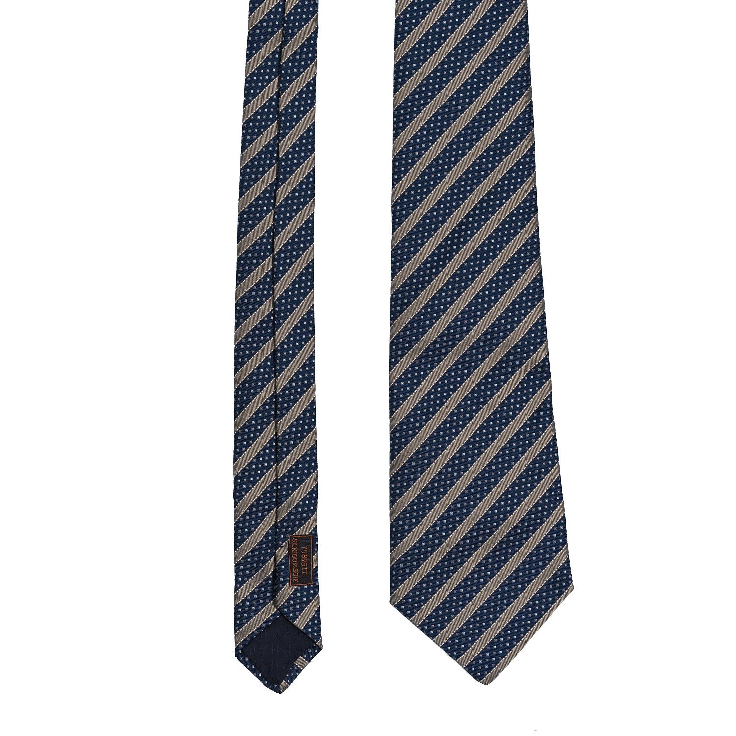 Hermes Silk Printed Mens Neck Tie Marine 1 of 3