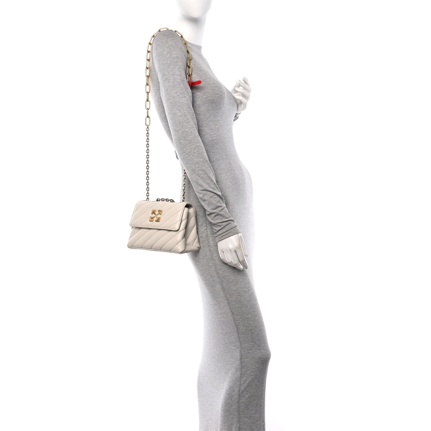 Off-White Calfskin Diagonal Quilted Jackhammer 19 Shoulder Bag White 3 of 16