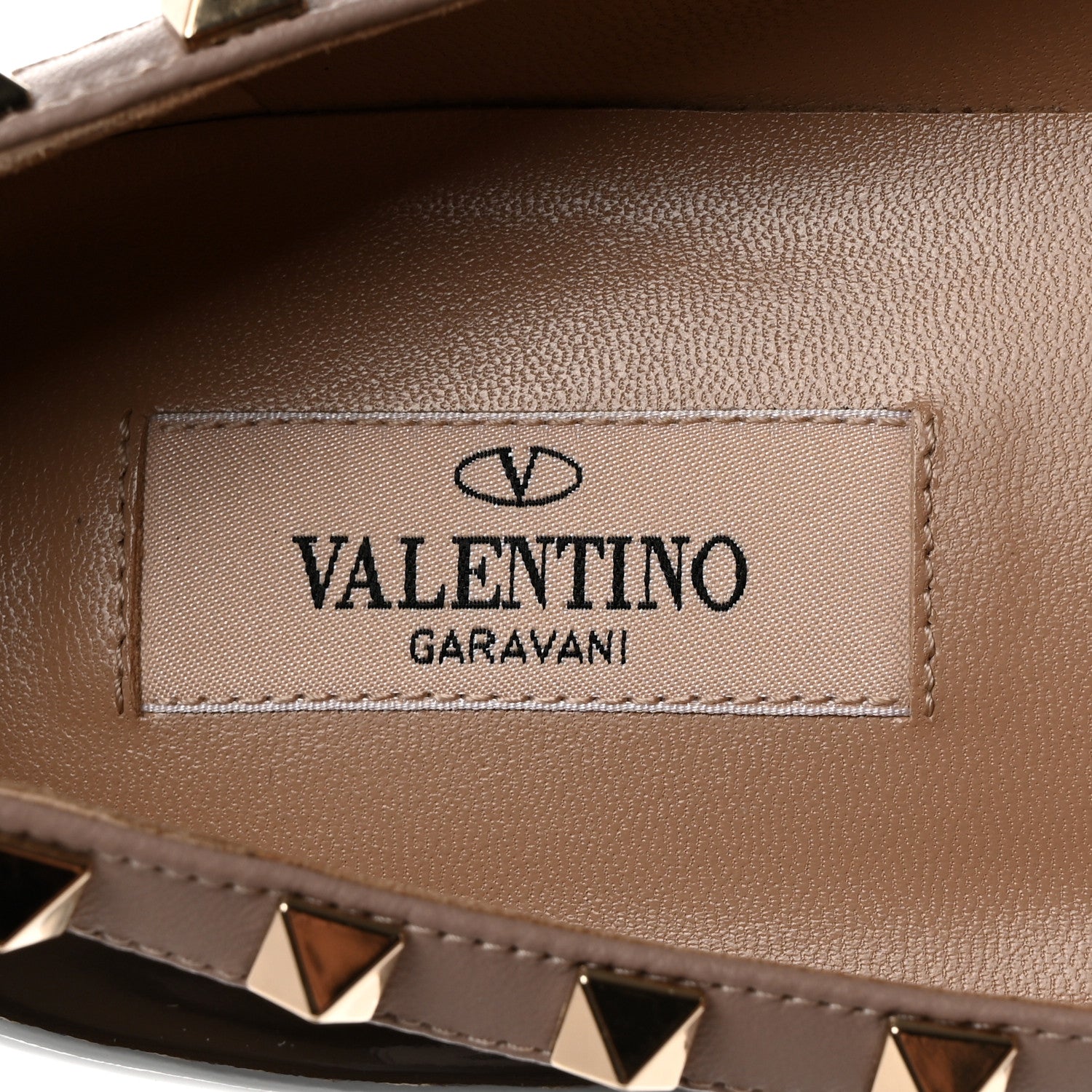 Valentino Garavani Patent Nappa Rockstud Ballerina Flats 38 Black Poudre 6 of 8