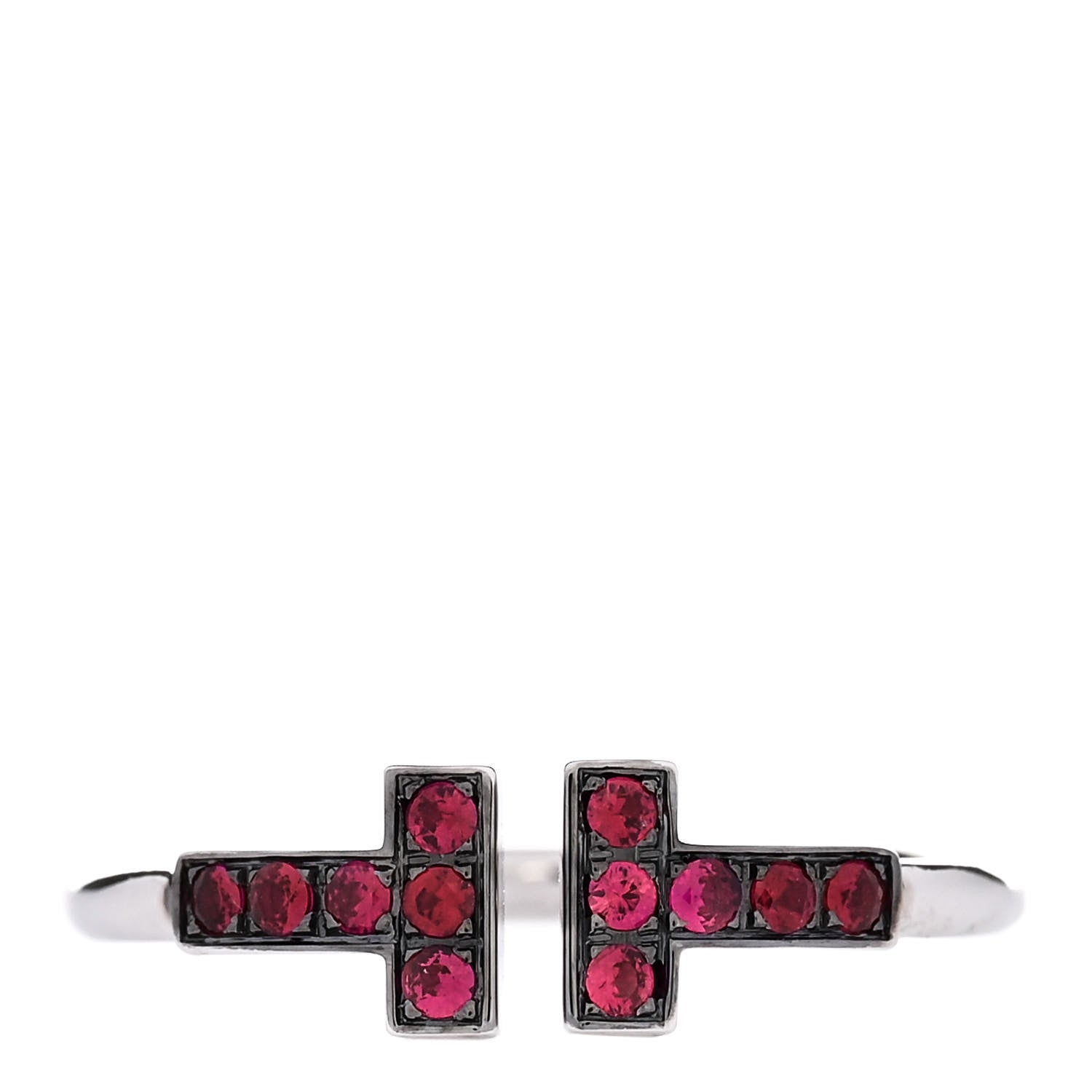 Tiffany 18K White Gold Ruby T Wire Ring 52 6 1 of 5