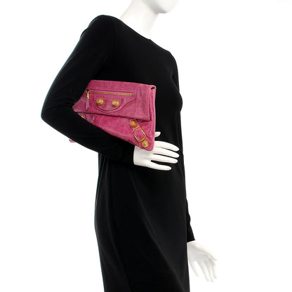 Balenciaga Agneau Giant 21 Gold Hardware Envelope Clutch Magenta 2 of 11