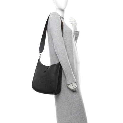 Hermes Taurillon Clemence Evelyne II PM Chocolate 2 of 11