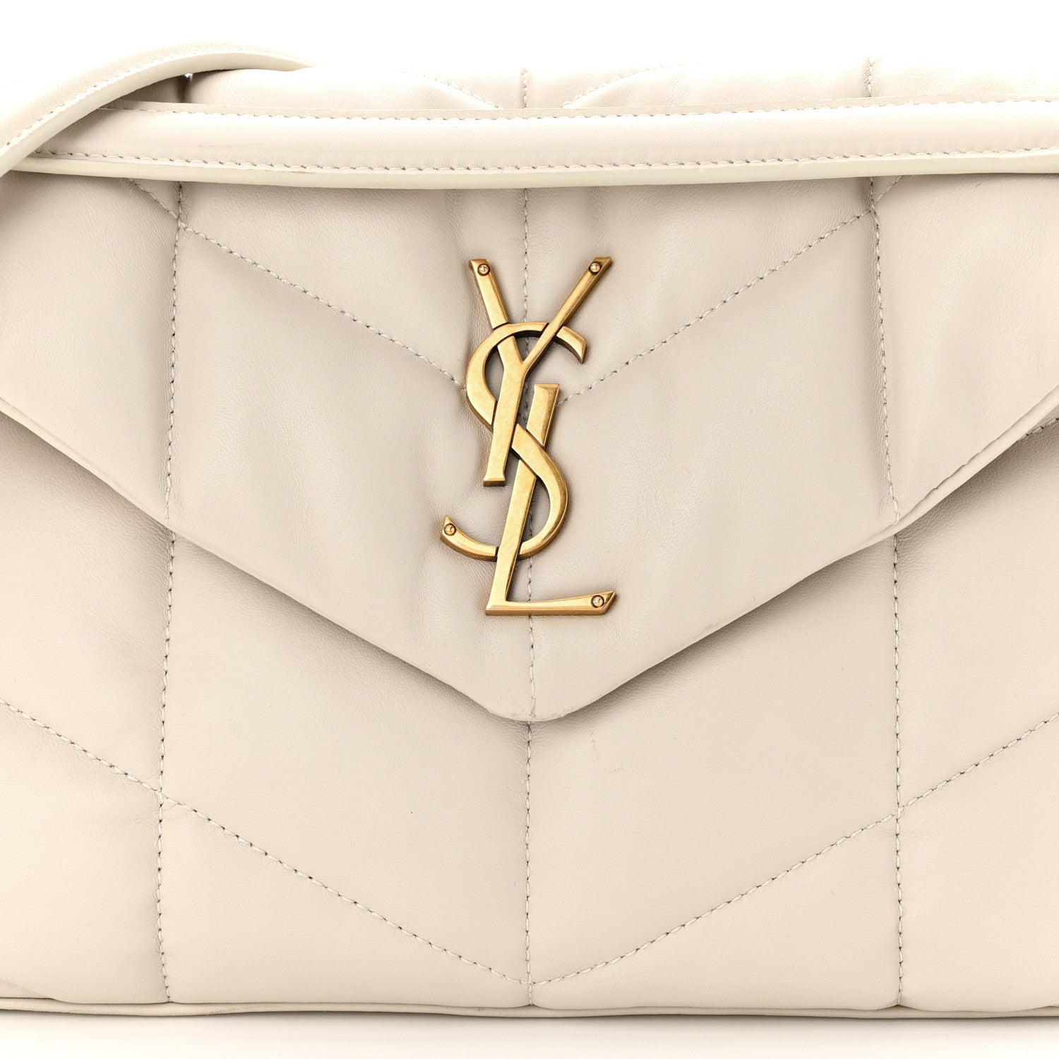 Saint Laurent Lambskin Quilted Small Loulou Puffer Monogram Chain Satchel Crema Soft 8 of 17