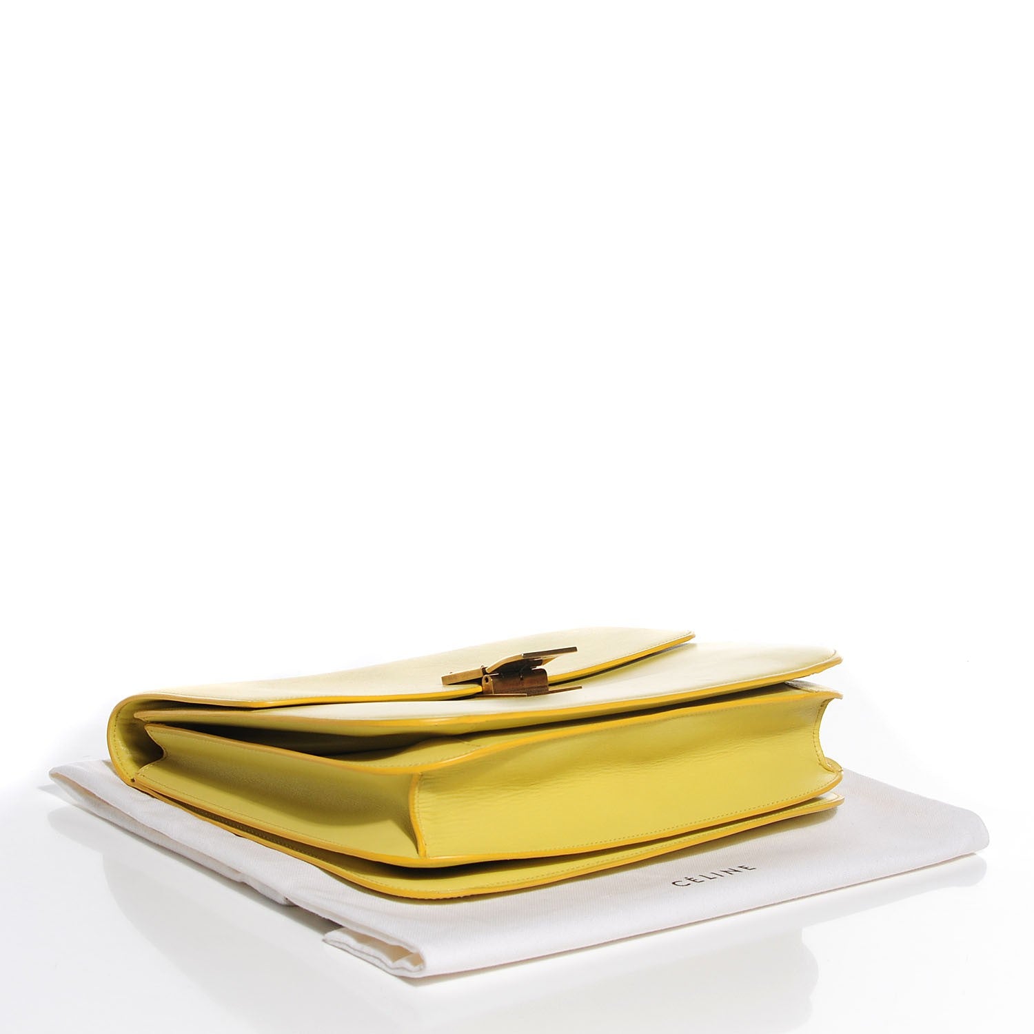 Celine Smooth Calfskin Large Classic Box Flap Bag Fluo Yellow 4 of 8
