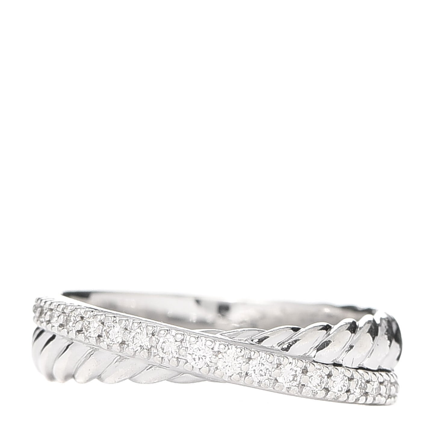 Sterling Silver Diamond 5mm Crossover Ring 54 7