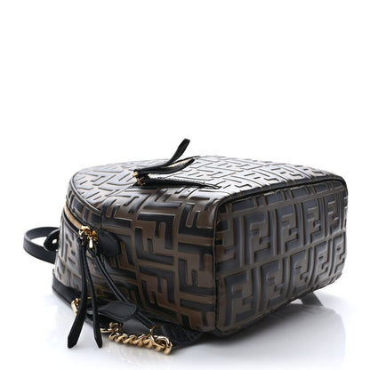Fendi Vitello Bi-Color FF 1974 Embossed Mini Backpack Maya Black 4 of 9
