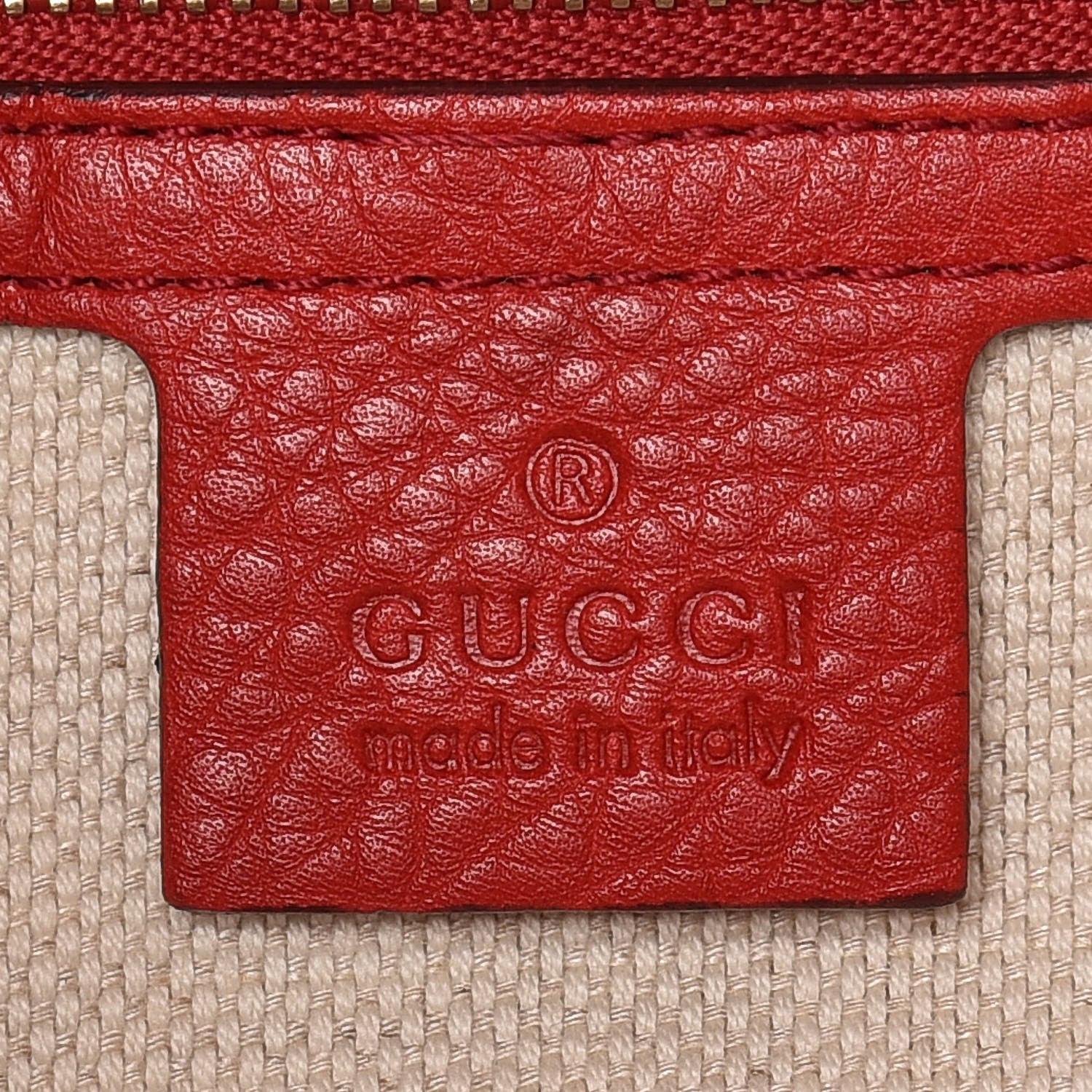 Gucci Pebbled Calfskin Large Soho Shoulder Bag Red 8 of 15