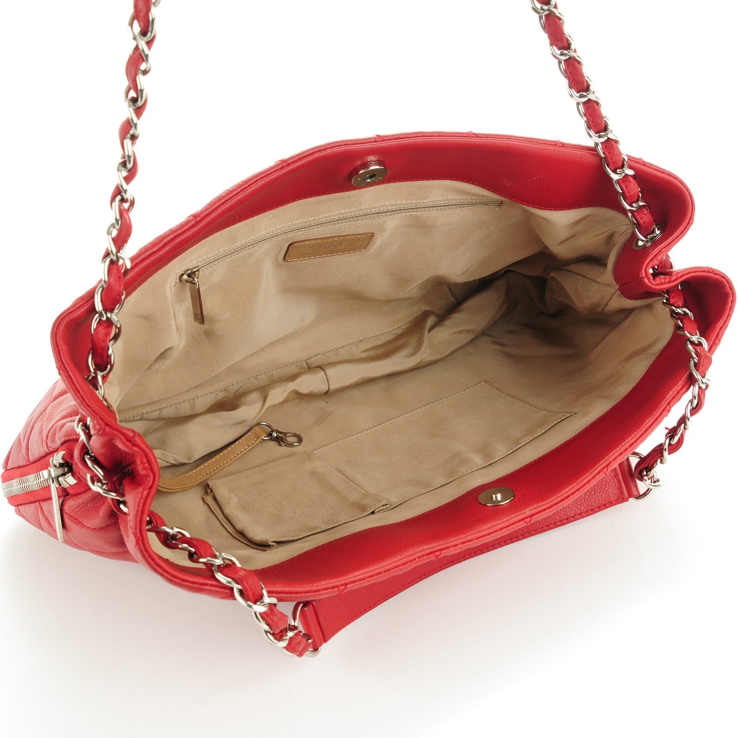 Chanel Caviar Quilted Expandable Zip Shoulder Bag Red 5 of 7