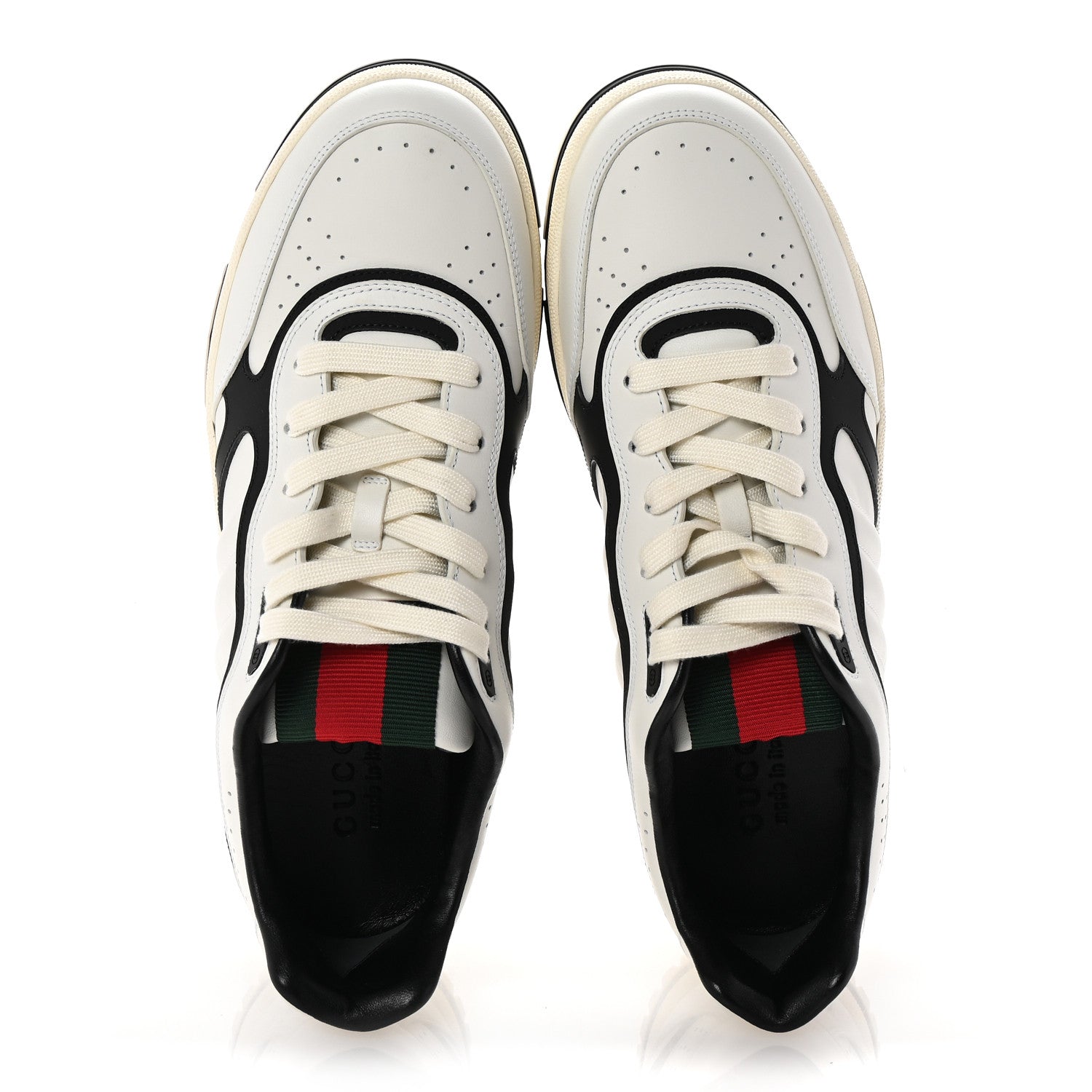Gucci Calfskin Mens Re-Web Sneakers 10.5 Black White 3 of 20