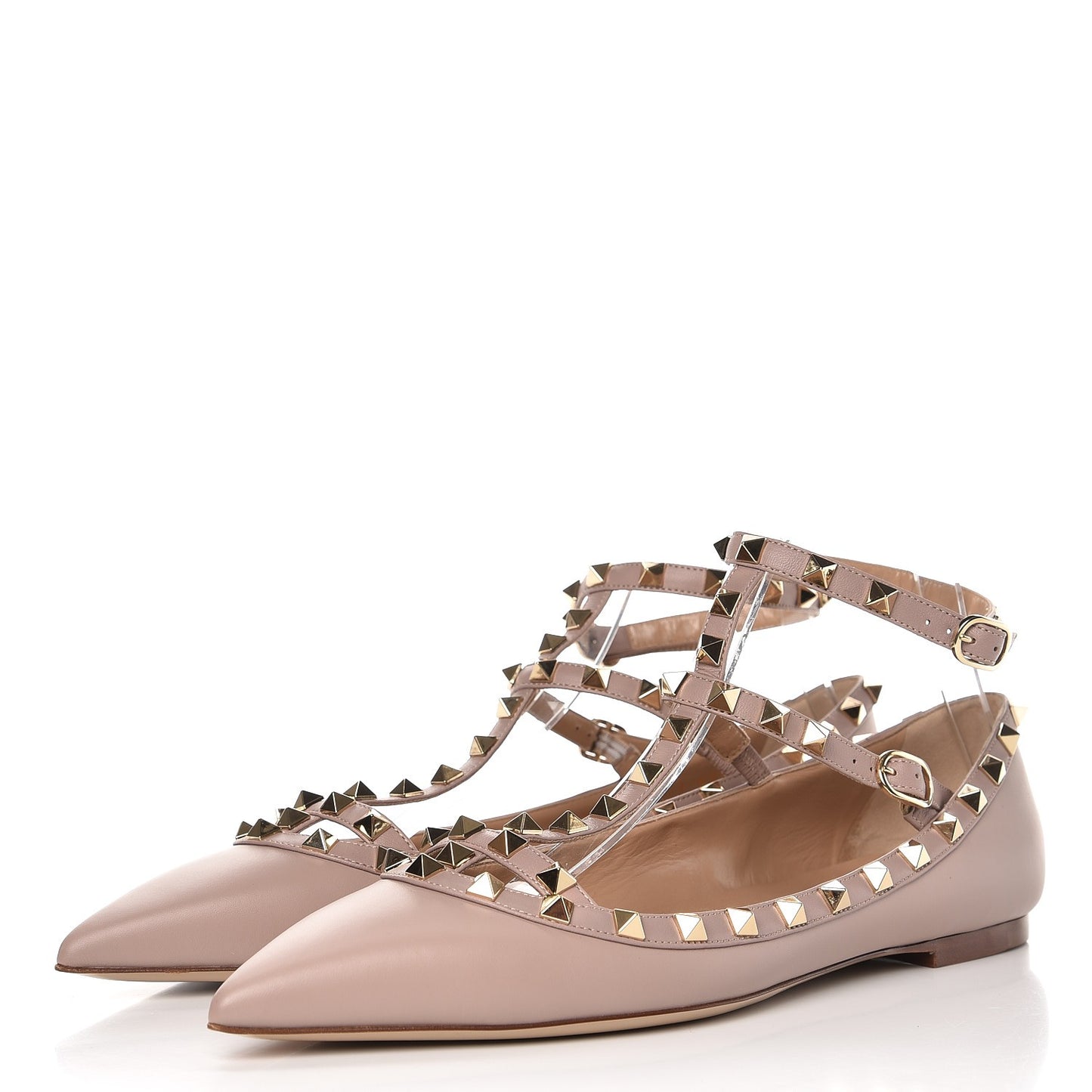 Nappa Rockstud Cage Ballerina Flats 41.5 Poudre