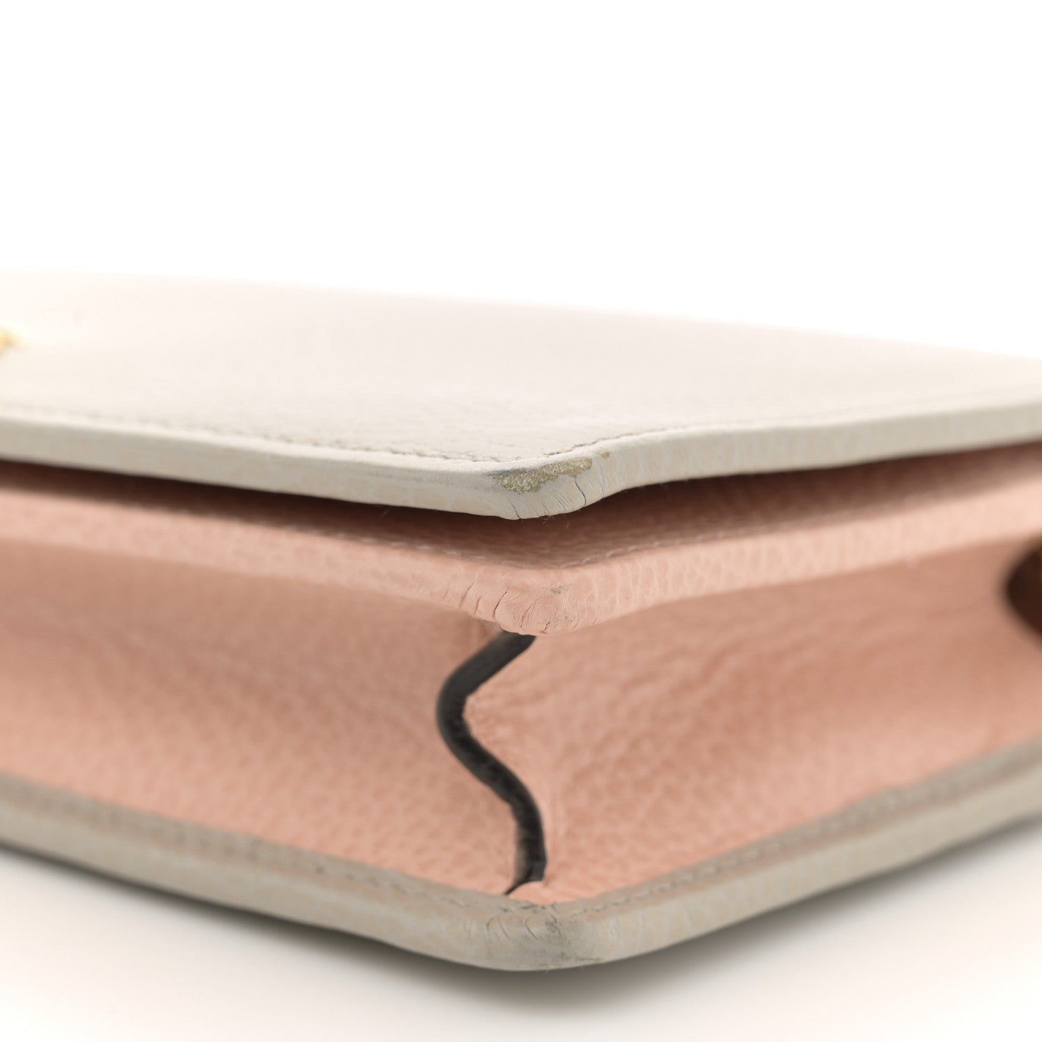Gucci Dollar Calfskin Mini GG Marmont Chain Wallet Grey Light Pink 9 of 13
